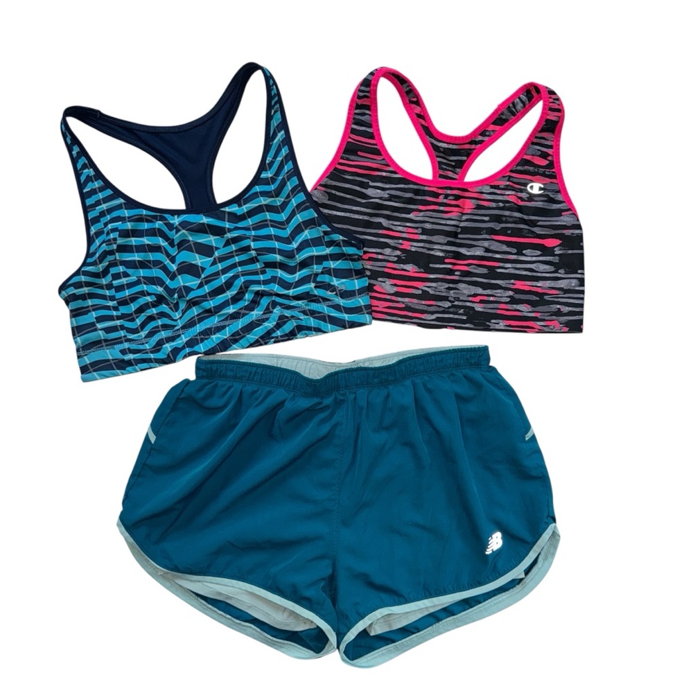 Womens Activewear Bundle Medium 2 Sports Bra: Champion, C9, 1 Short New Balance